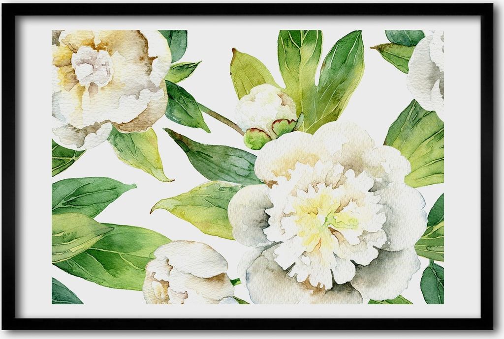 Bild 60x40 MDF-Rahmen, Wandkunst Pfingstrosen