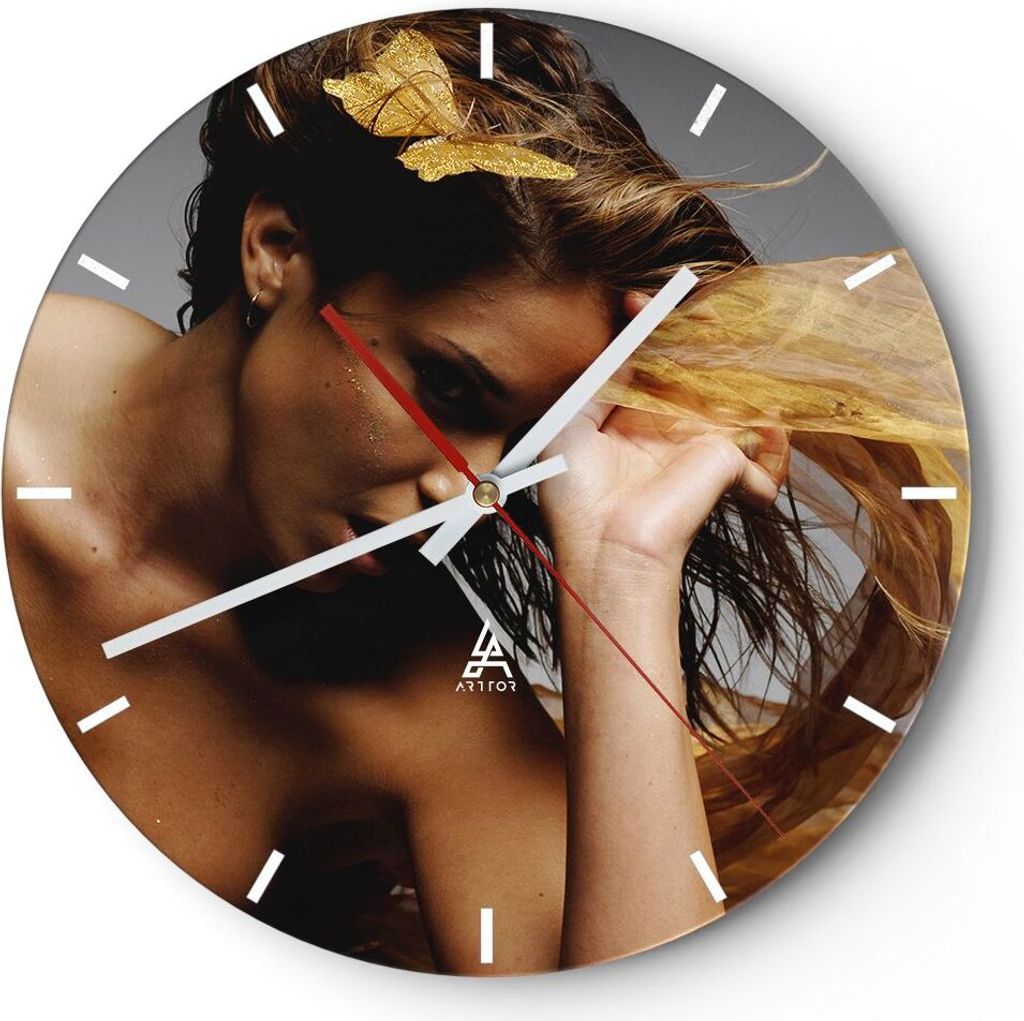 Wanduhr - Rund - Glasuhr - Frau Pose Tanzen - 40x40cm - Schleichendes Uhrwerk - Lautlos - zum Aufhängen bereit - Dekoration Modern - Wanddekoratio...