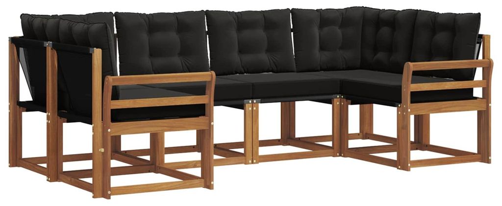 vidaXL Outdoor-Sofagarnitur mit Kissen 6 pcs Natürlich und Schwarz