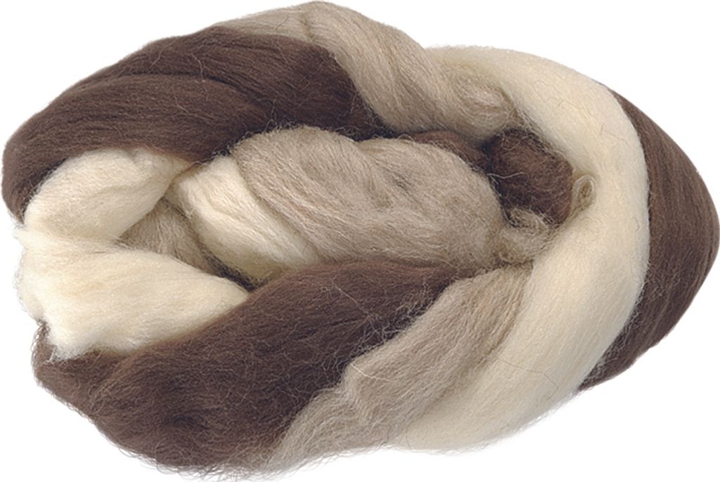 Märchenwolle 3-Strang-Mix natur-, beige-, braun-meliert VE=3x50g