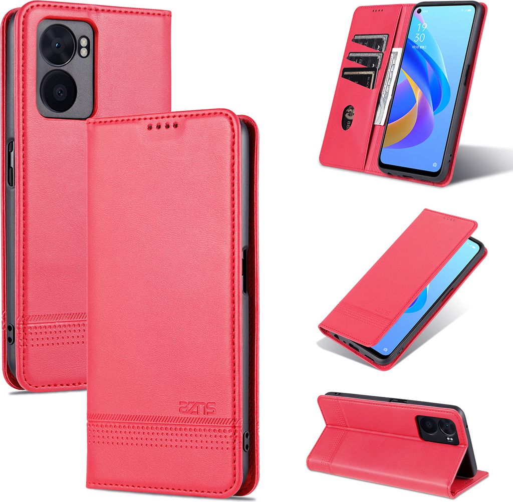 Oppo A57 5G Leder Hülle, Klapphüllen Brieftasche Magnetverschluss Ständer Schutzhülle für Oppo A57 5G Rosa