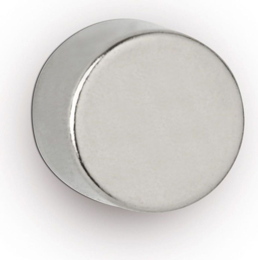 Neodym-Scheibenmagnet 10x12mm 5300g hellsilber VE=10x4 Stück