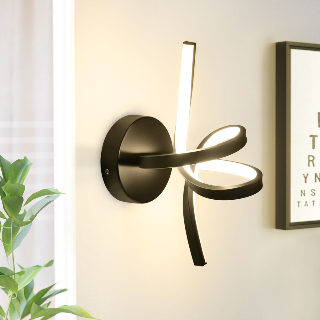 ZMH Wandleuchte Innen LED Wandlampe Schwarz Wand Lampe für Treppenhaus Flur Wohnzimmer Schlafzimmer Balkon Modern Design Aluminium Wandbeleuchtung...