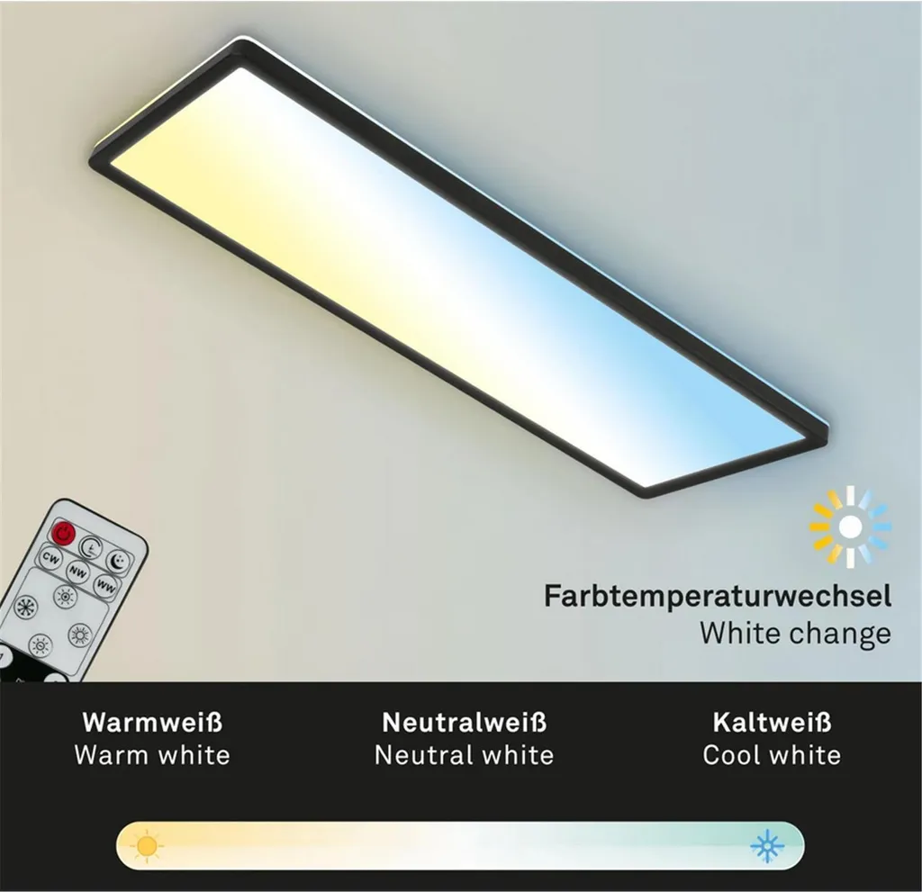 Panneau LED Dimmable 24W Noir CCT à Télécommande avec Effet de Rétroéclairage - 9