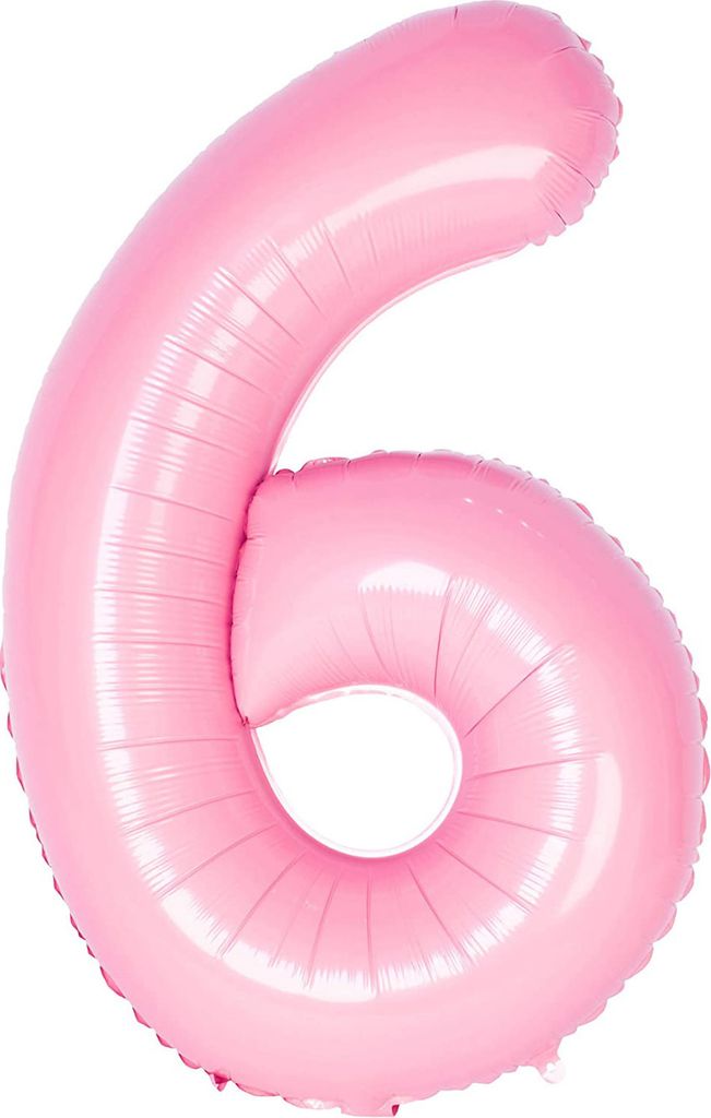 Oblique Unique Folien Luftballon mit Zahl 6 für Kinder Geburtstag Mädchen Jubiläum Party Deko Ballon rosa