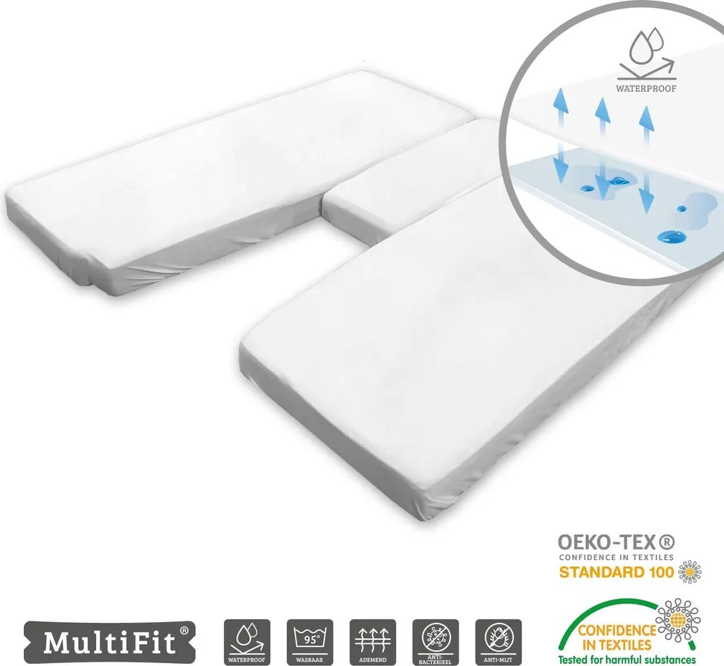 Protection de lit central imperméable, pack 3 draps-housses molleton - 3