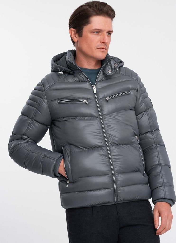 Ombre Clothing Winterjacke für Männer Binmary graphit XXL