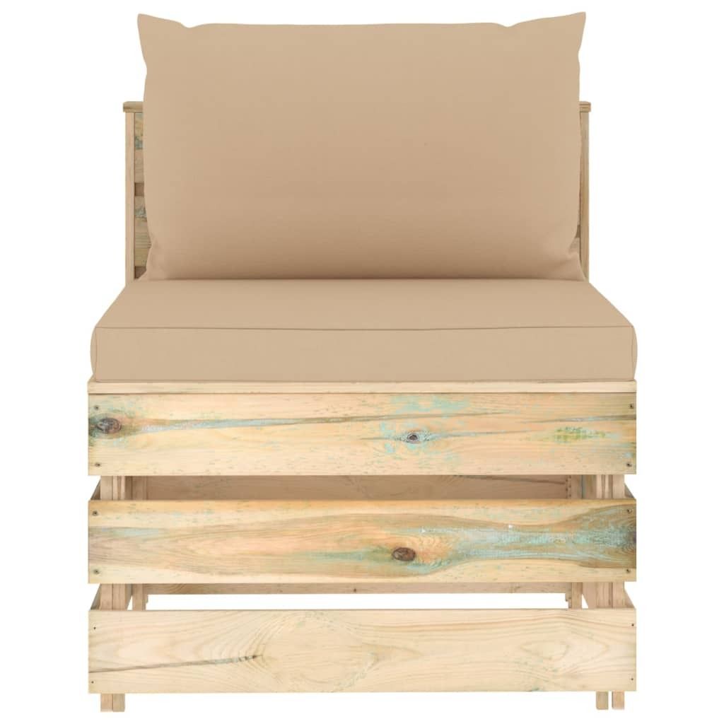 (Robust Möbel) Modulares Mittelsofa mit Kissen Grün Imprägniertes Holz - Gartensofas DEMöbel801547