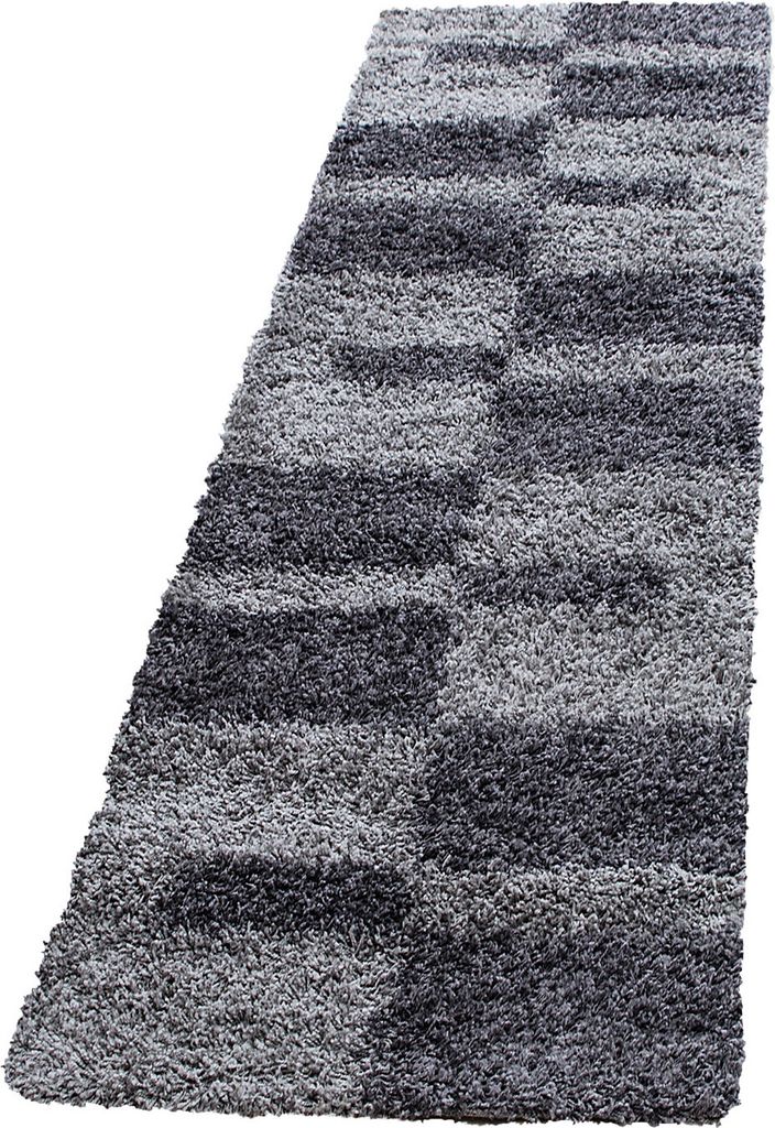 Hochflor Teppich GALA Grau 80 x 250 cm