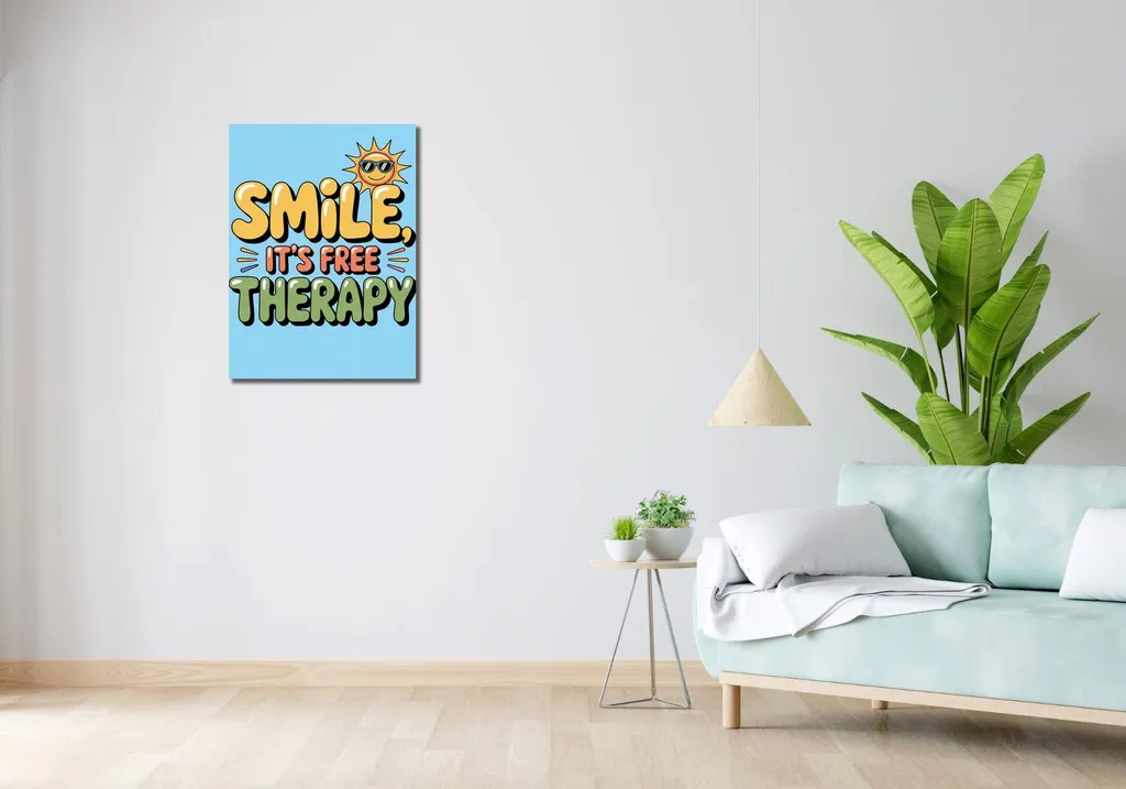 Image Déco Rétro Smile 50x70 cm avec Message Positif et Motivant