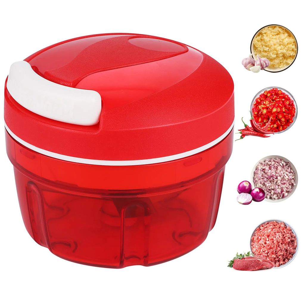 Gemüseschneider Zwiebelhacker, 300ML Manueller Lebensmittelzerkleinerer, Haushalt Kordelzug Design Zerkleinerer Fleischmixer Küche Kochen Zubehör