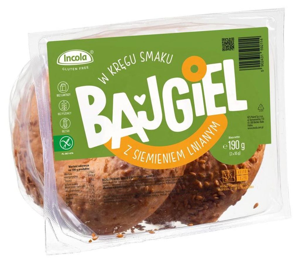 BAJGLE Z SIEMIENIEM LNIANYM BEZGLUTENOWE (2 szt.) 190 g - INCOLA