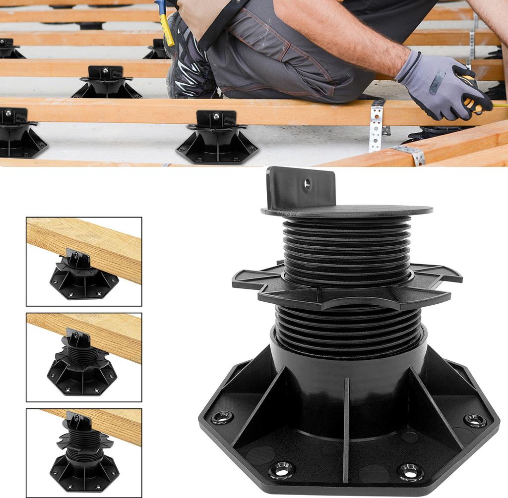 XINZI 10 Stück Stelzlager Höhenverstellbar für Terrassenplatten - WPC Terrassenlager Verstellbar 60-140mm