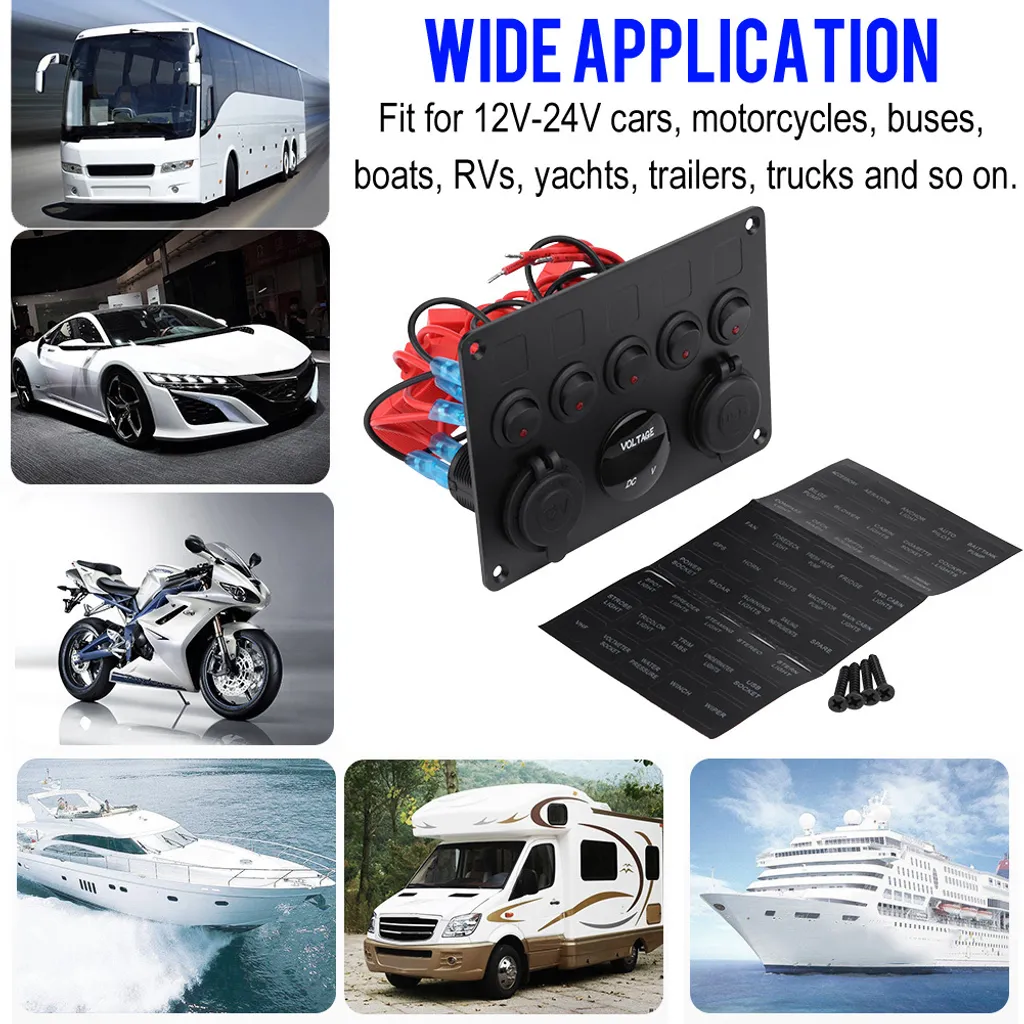 Kit interrupteurs 12V 24V pour bateau et camping-car avec voltmètre - 3
