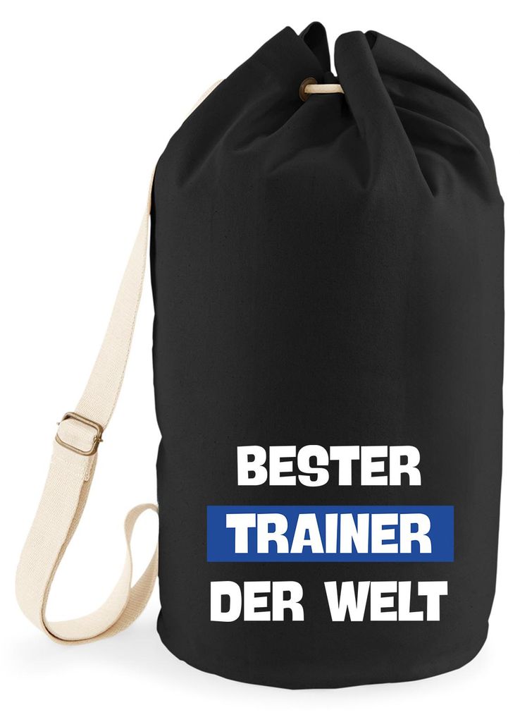 Huuraa Seesack Bester Trainer der Welt 20 Liter Black Baumwolle Rucksack Geschenkidee