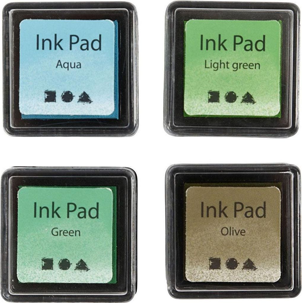 Creativ Company Stamp Ink Groen Tinten Olive Aqua, 4st.