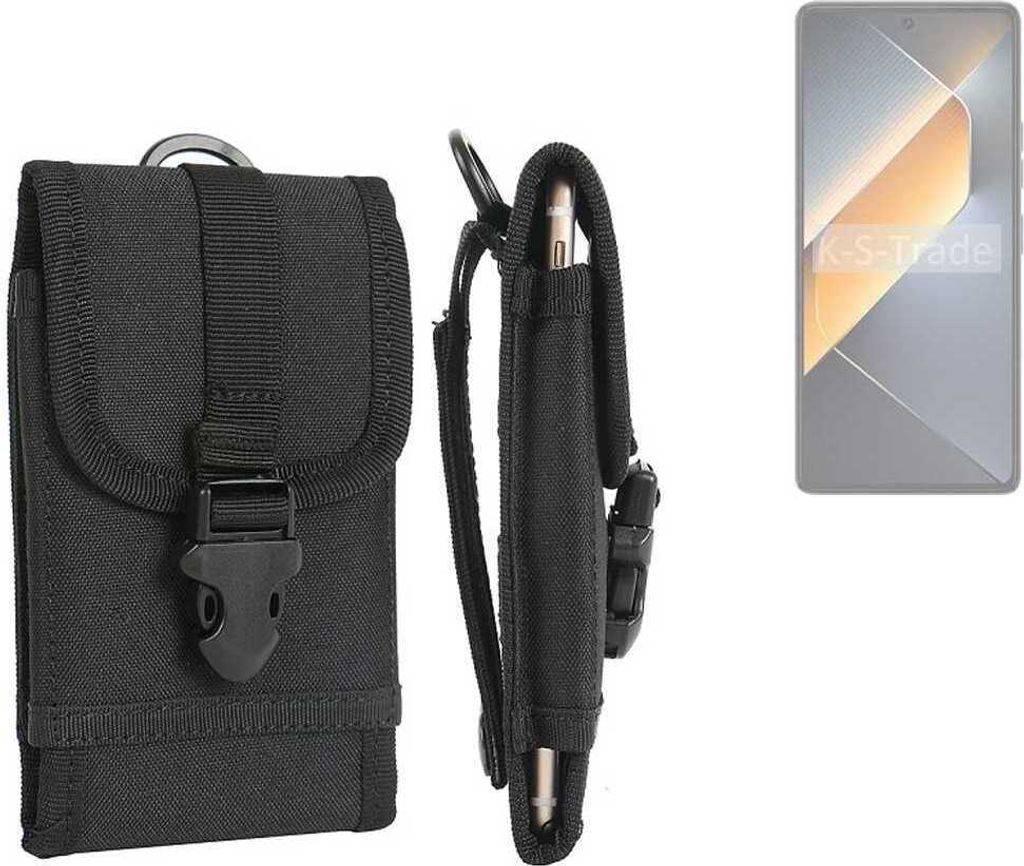 K-S-Trade Holster Handy Hülle kompatibel mit Tecno Pova 6 Pro Holster Handytasche Gürtel Tasche Schutz Hülle Robust Outdoor schwarz