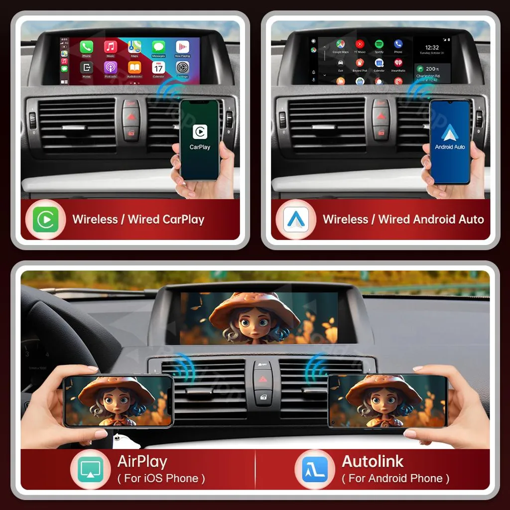 Boîtier de conversion CarPlay sans fil pour autoradio Android Auto CIC - 3