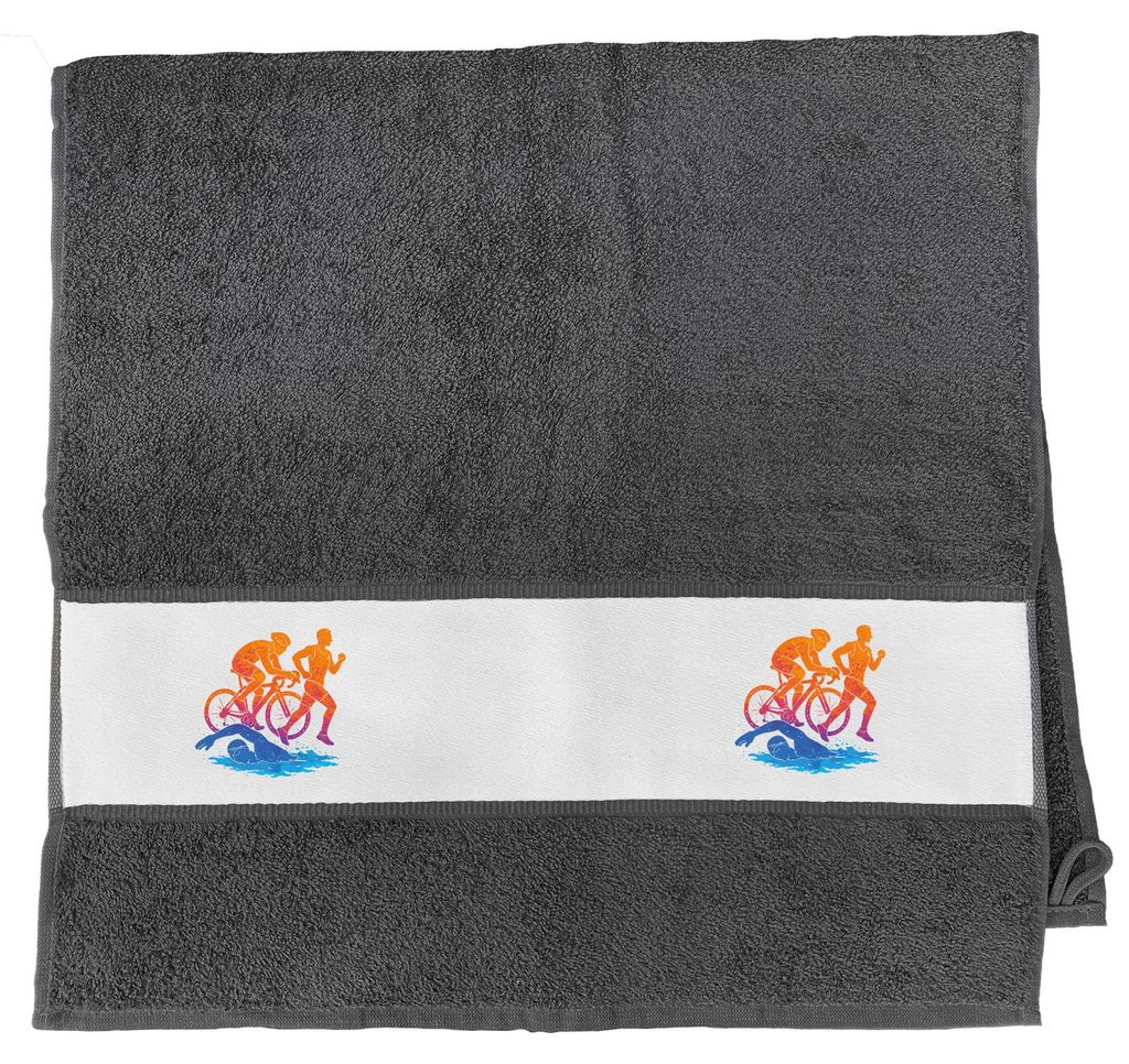 Huuraa Handtuch Triathlon bunte Silhouette 50x100cm Graphite Baumwolle Handtuch Geschenkidee