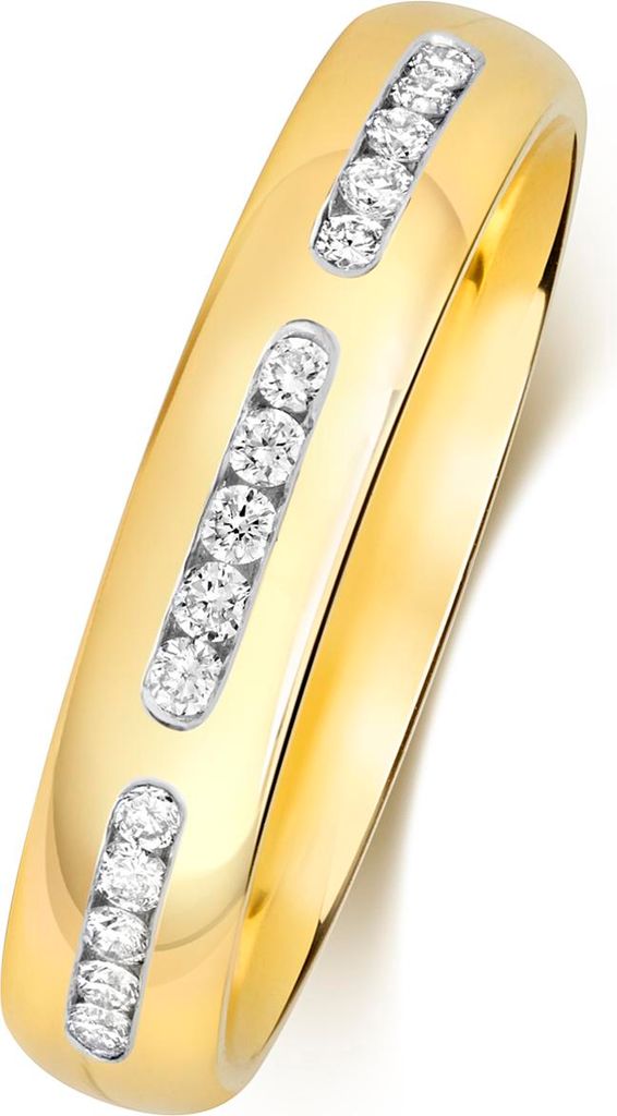 9 Karat (375) Gold 4mm Slight Court Form Diamant Trauring/Ehering/Hochzeitsring Brillant-Schliff 0.15 Karat HI - SI3-I1, 57 (18.1); TRS368279KYRSP