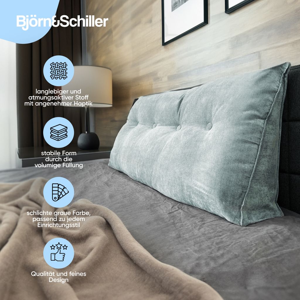 Björn&Schiller Rückenkissen 70cm - Lesekissen Für Bett Und Sofa Mit Waschbarem Bezug