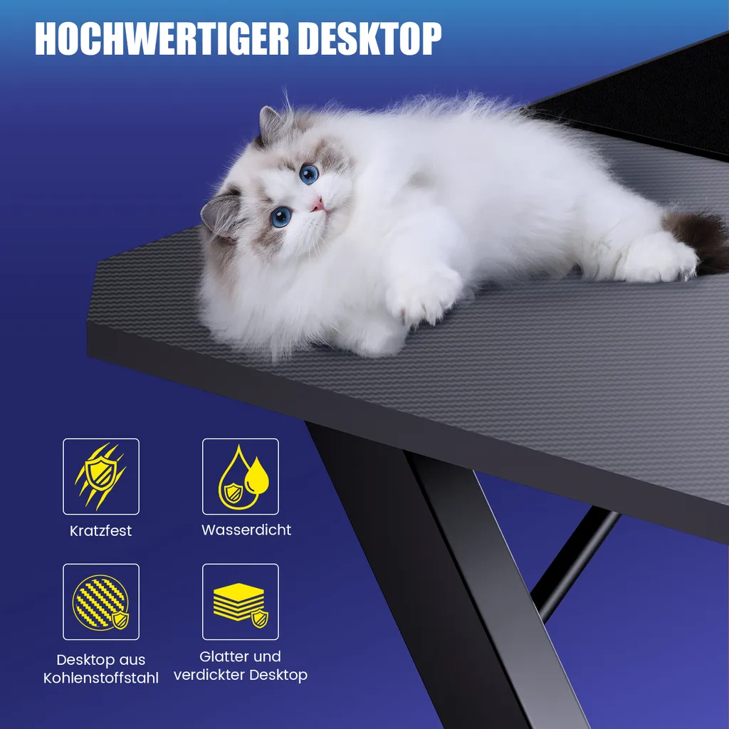 Table d'Ordinateur pour Gamer avec Support Casque, Idéal Petit Espace - 5