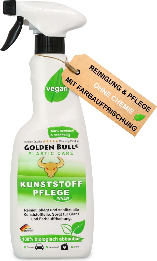 Golden Bull Kunststoffpflege 500ml - Natürliche Kunststoff Pflege und Cockpit Reiniger für Auto Innenraum - Autopflege Innen mit Farbauffrischung