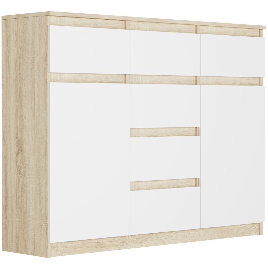 Komoda 120 cm, 6 szuflad, 2 drzwiczki, szafka S-62D SONOMA Zdjęcie produktu 