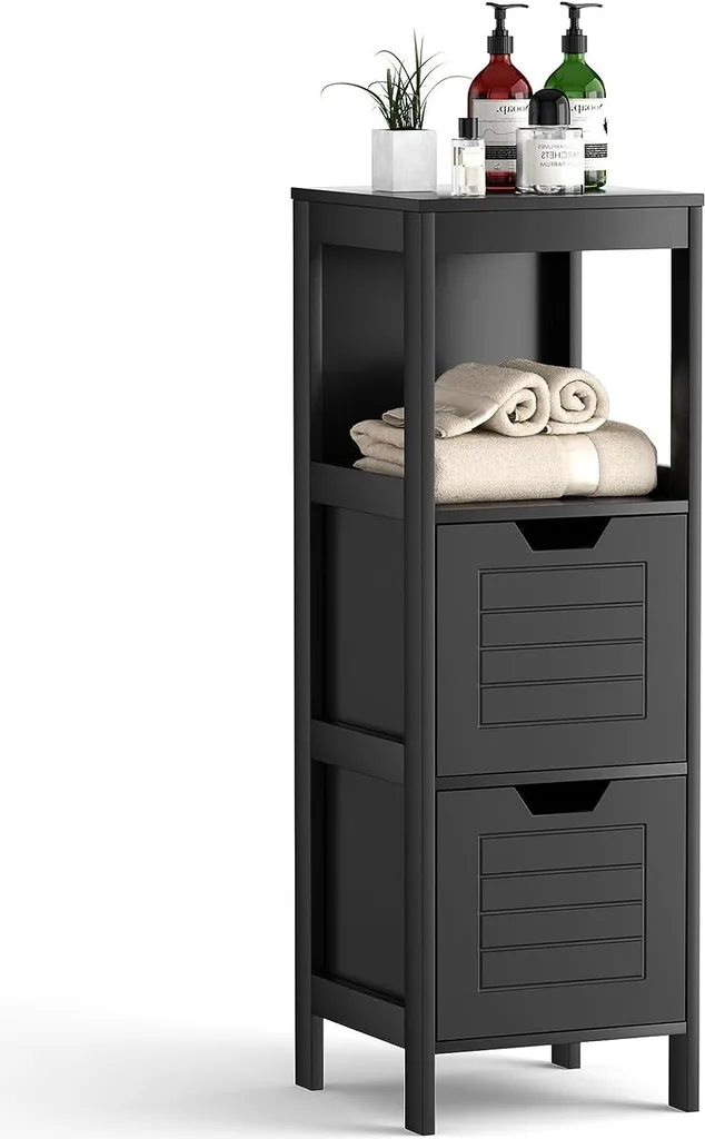 Occasione! Mobiletto Bagno Nero COSTWAY 2 Cassetti - Prezzo Top