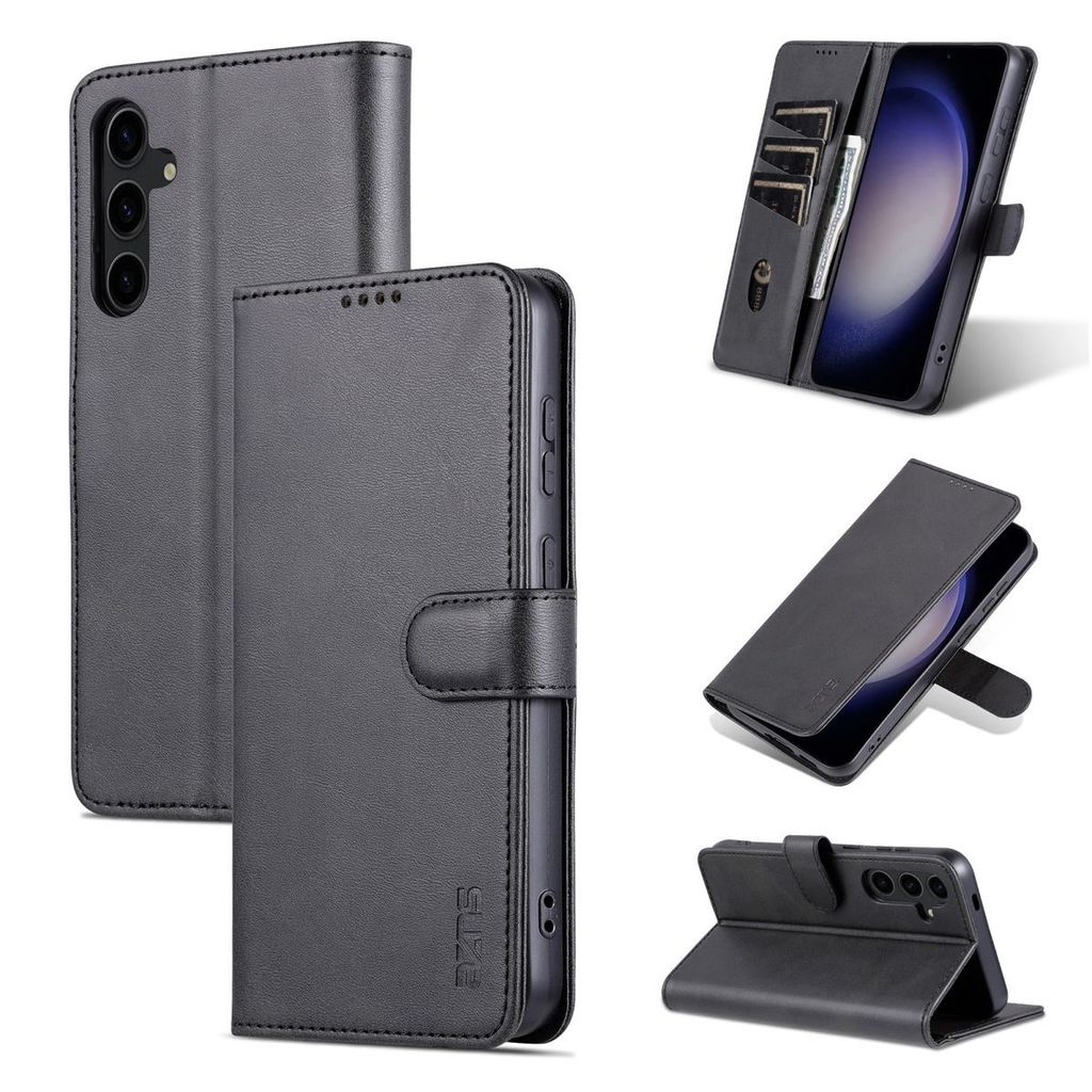 König Design Hülle kompatibel mit Samsung Galaxy S24 Plus Kunstleder Handyhülle - Handy Case Schwarz