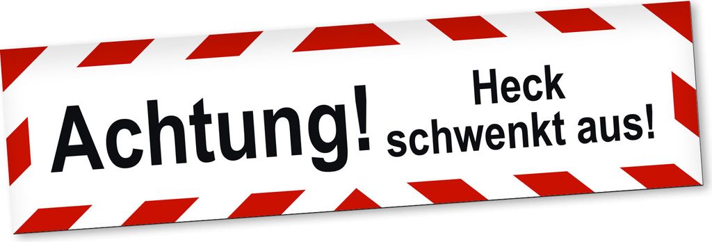 PantherPixel Achtung Heck Schwenkt Aus Magnetschild Auto Warnhinweis Magnetfolie Geschenkidee 20 x 5 cm REFLEKTIEREND
