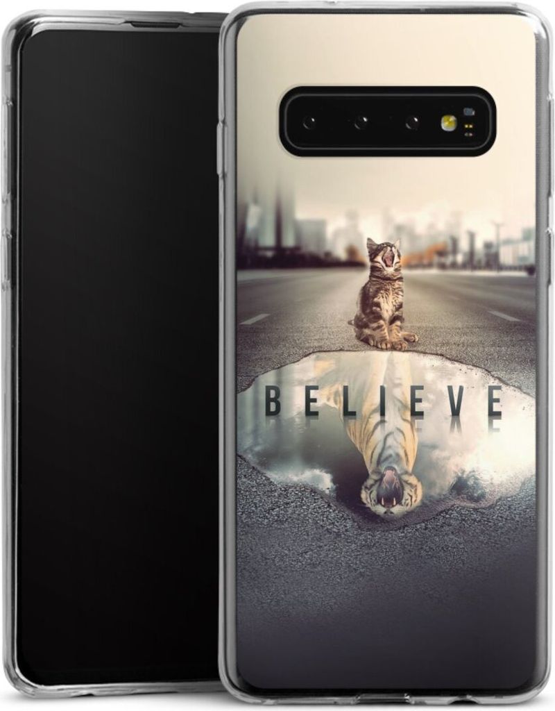 DeinDesign Slim Hülle für Samsung Galaxy S10 Silikon Case Ultra Dünn Handyhülle Motivation Tiere Tiger