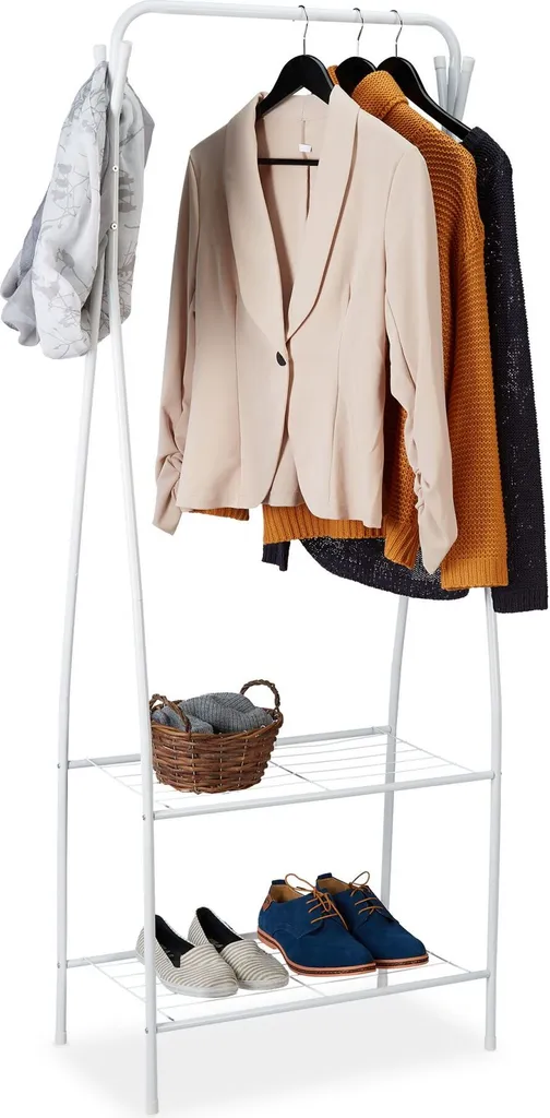 Stand Appendiabiti Relaxdays per Piccoli Spazi: 2 Ripiani e Design Minimal