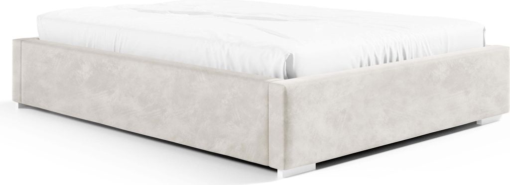Stauraumbett Linn 200x200 – Modern & Stabil ohne Kopfteil mit Metallrahmen, Gasdruckfedern & Edlem Samtbezug Piano 02 in Hellbeige