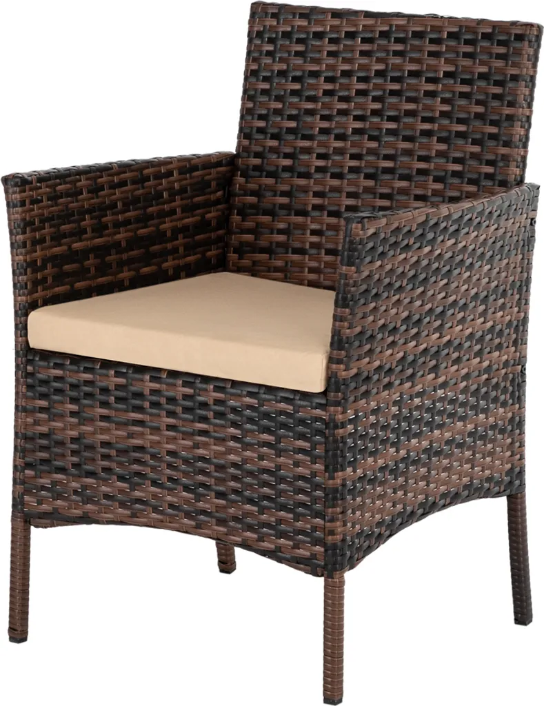 Garniture de Jardin Résistante en Polyrattan Marron 3 Pièces avec Sofa