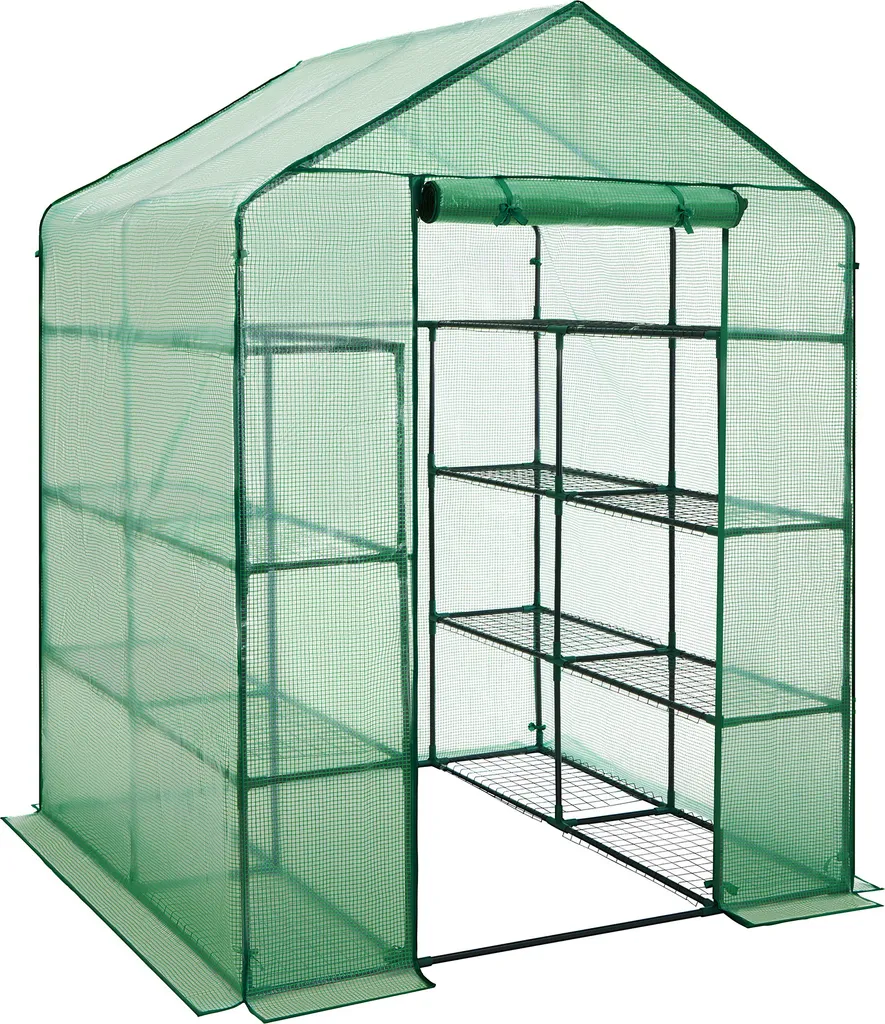 Serre de jardin pour hivernage et semis 2m² verte avec porte zippée