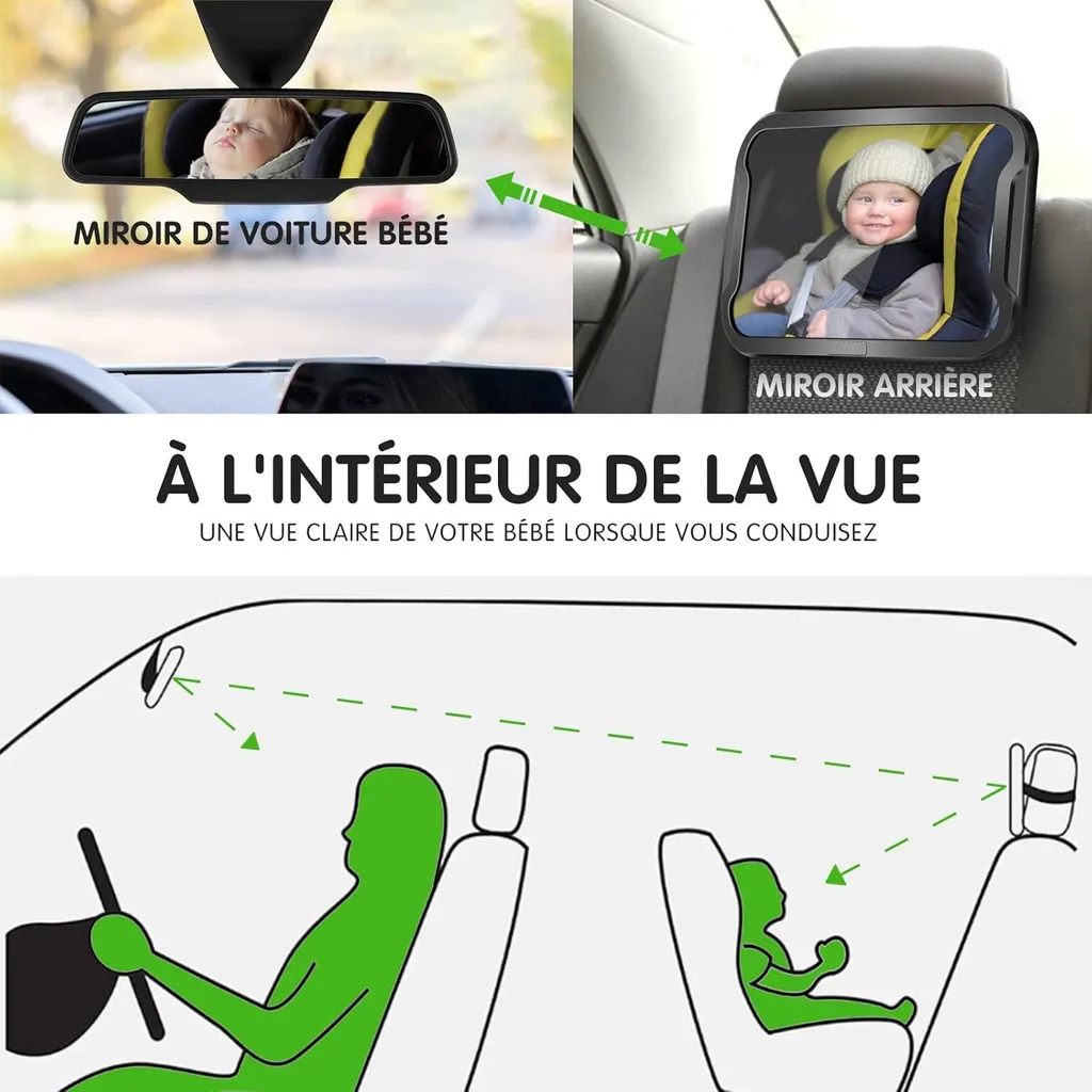 Specchio Neonato Auto Vinabo: Sicurezza 360° per Sedile Posteriore - 2