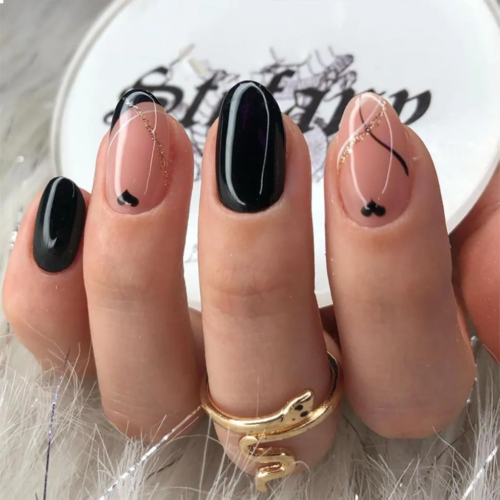 Manicure di Lusso Rosa Nude con Onda Oro - 24 Unghie Ovali Premium