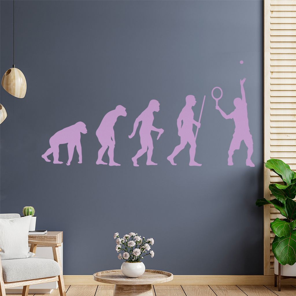 Tennisspieler Evolution Wandtattoo Wandaufkleber Wall Sticker - Dekoration, Küche, Wohnzimmer, Schlafzimmer, Badezimmer