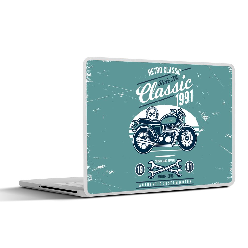 MuchoWow Laptop Aufkleber Sticker Cover Motorrad - Werkzeuge - Retro 25x18 cm - Laptop-Deko