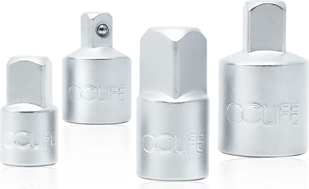 CCLIFE 4tlg Adapter Satz Stecknussadapter Stecknuss-Adapter für Ratschen 1/2" auf 3/8", 3/8" auf 1/2", 3/8" auf 1/4", 1/4" auf 3/8"