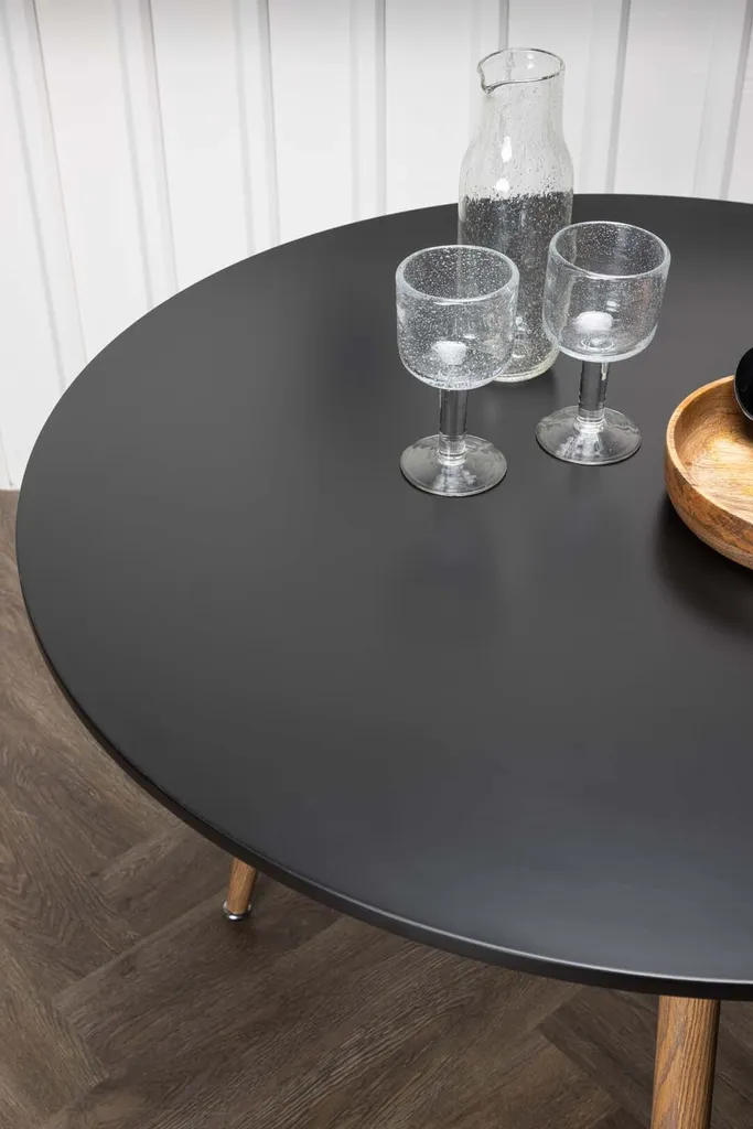 Table à manger Polar noire Ø90 cm en bois et métal - Finition mate - 5