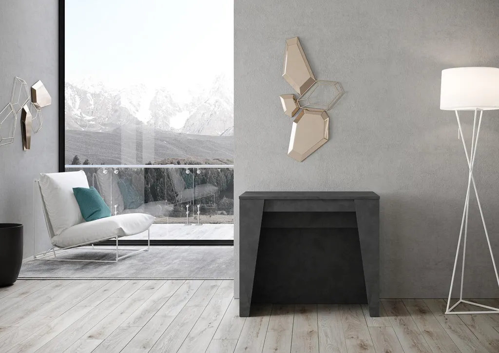 Bakari Console extensible 90x48/296 cm anthracite spatulé ITYHOME