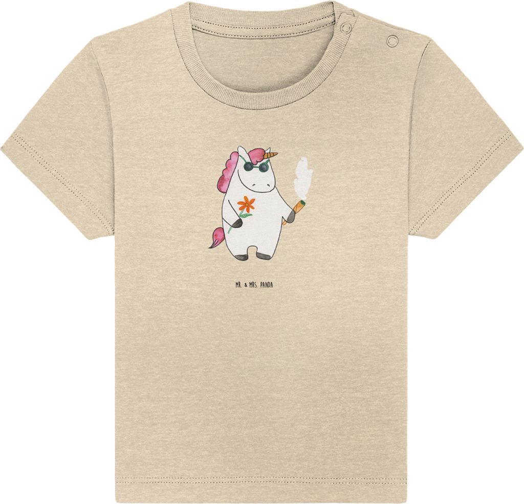Mr. & Mrs. Panda Organic Baby Shirt Einhorn Woodstock 24. - 36. Monat - Natural Raw - Geschenk, Kiffen, T-Shirt, Joint, Alkohol, Unicorn, Party, Ei...