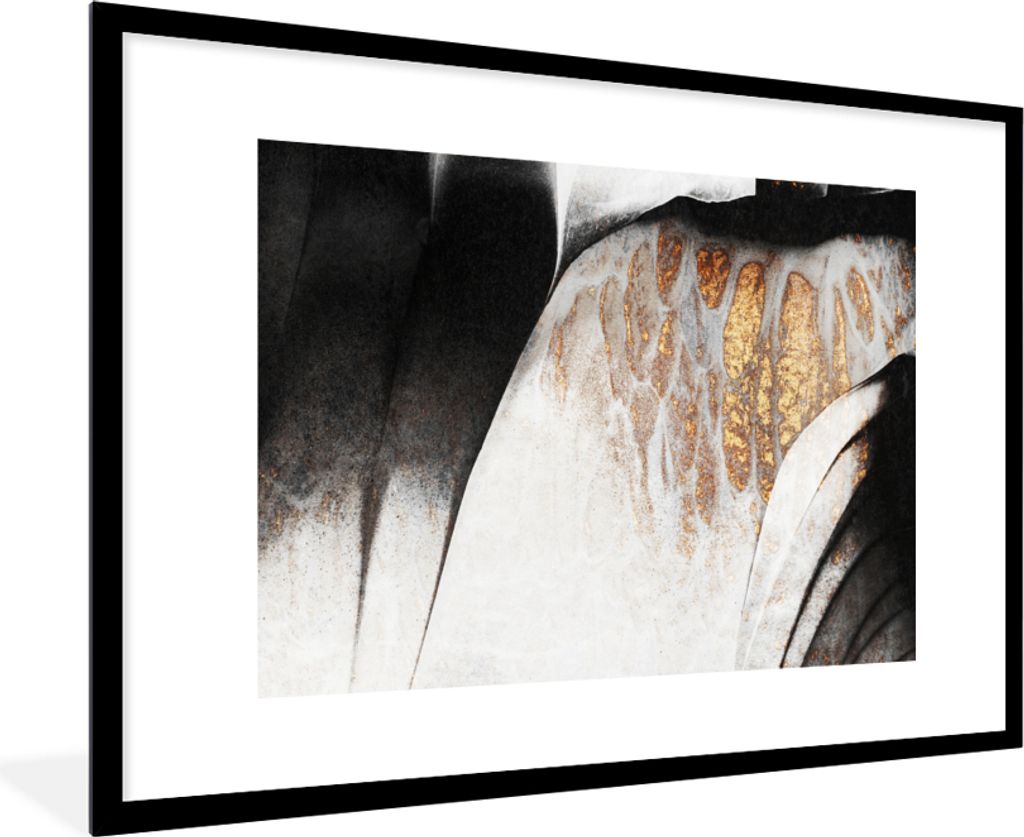 MuchoWow Gerahmtes Poster Gold - Abstrakt - Design 90x60 cm - Poster mit Schwarzem Bilderrahmen Wandposter Rahmen Foto Bilder - Wanddekoration - ...