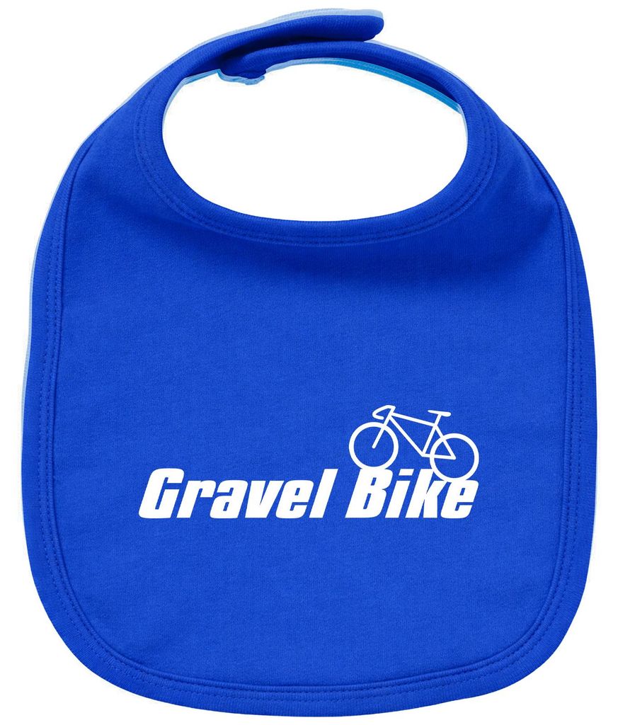 Huuraa Baby Lätzchen Gravel Bike Fahrrad Royal Blue Klettverschluss Baumwolle Latz Geschenkidee