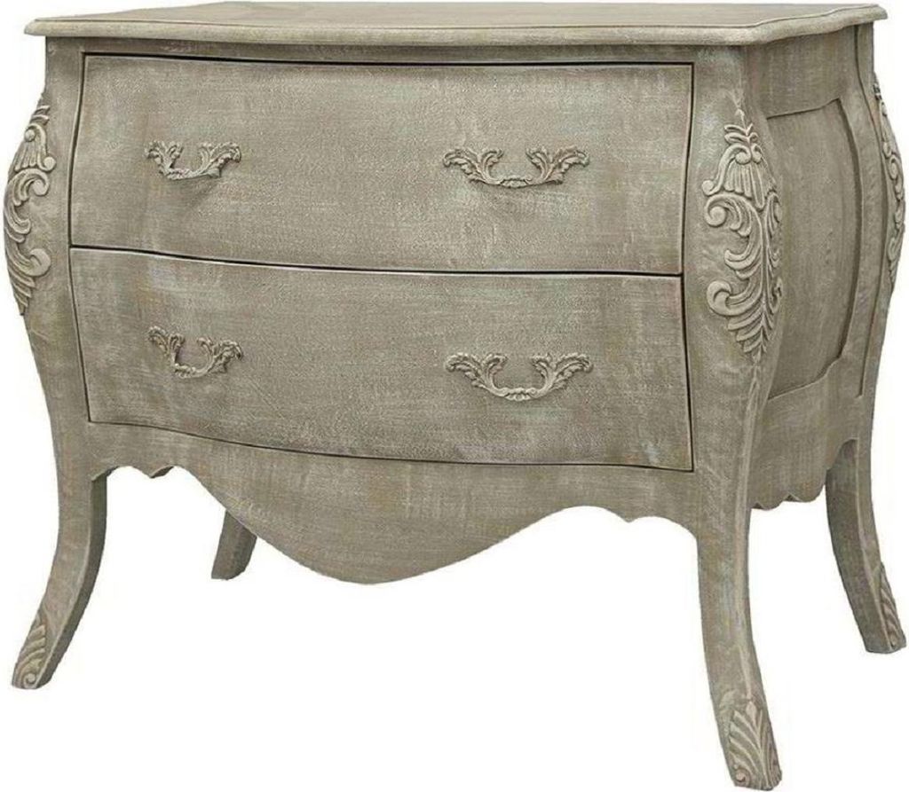 Casa Padrino Luxus Barock Kommode Antik Grau 90 x 58 x H. 80 cm - Handgefertigte Massivholz Kommode mit 2 Schubladen - Edle Möbel im Barockstil