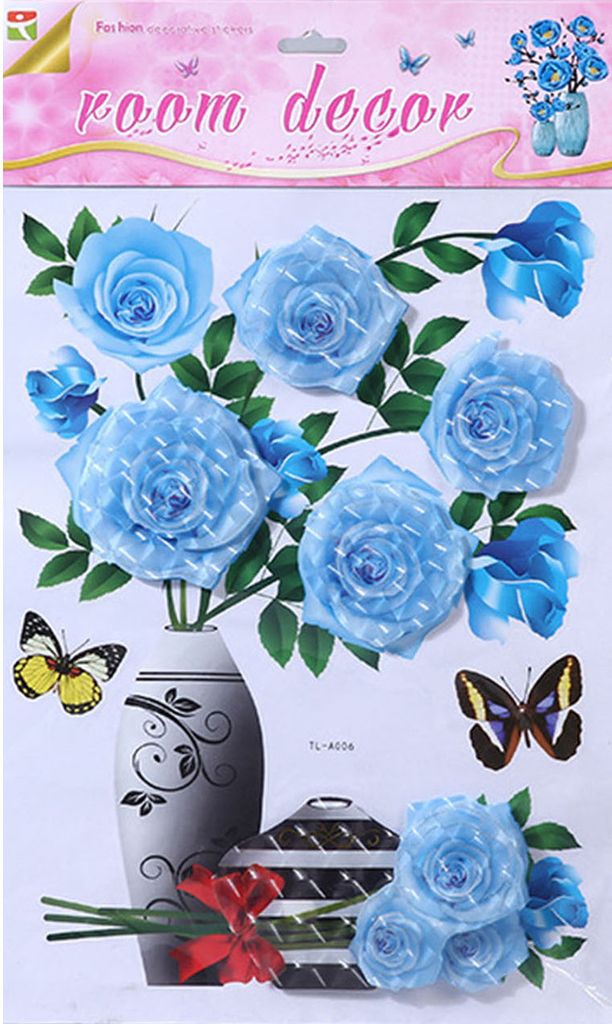 Vase Wandaufkleber Wasserdicht Schöne Simulation Schmetterling Blumenaufkleber DIY Dekoration Abnehmbare 3D Aufkleber DIY Fenster Schlafzimmer Dek...