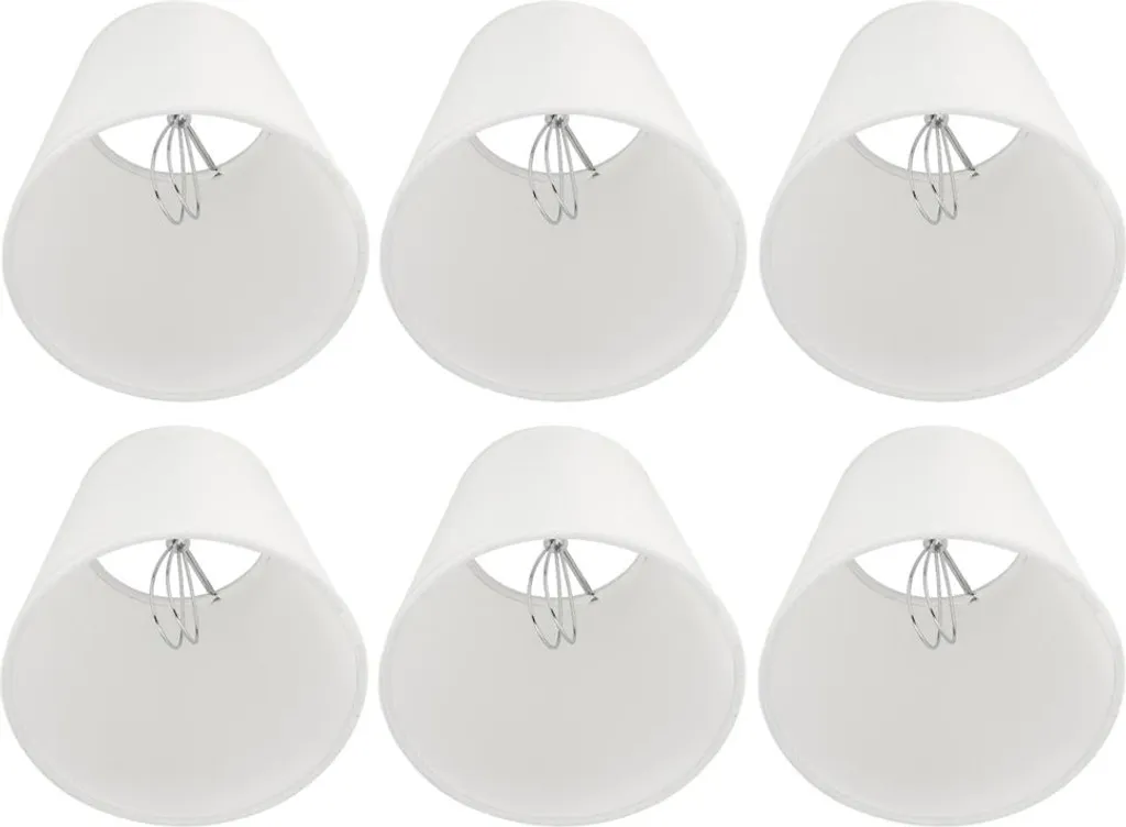 Lot de 6 Abat-jour en Tissu pour Lustre et Applique - Culot E14 Blanc