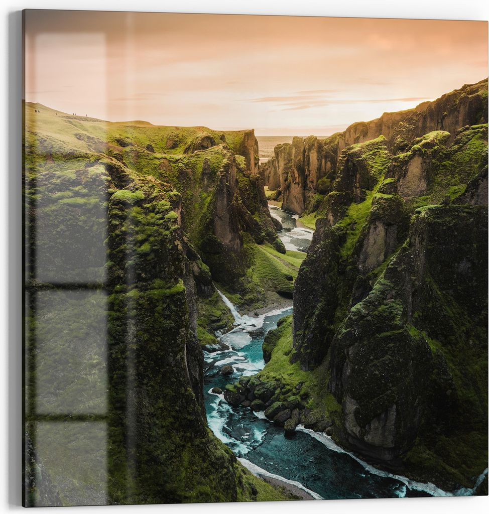 DEQORI Magnettafel Glas 30x30 cm 'Fjadrargljufur in Island' beschreibbar Whiteboard Küche